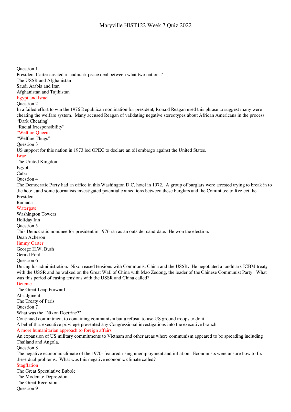 Preview image for Maryville HIST122 Week 7 Quiz